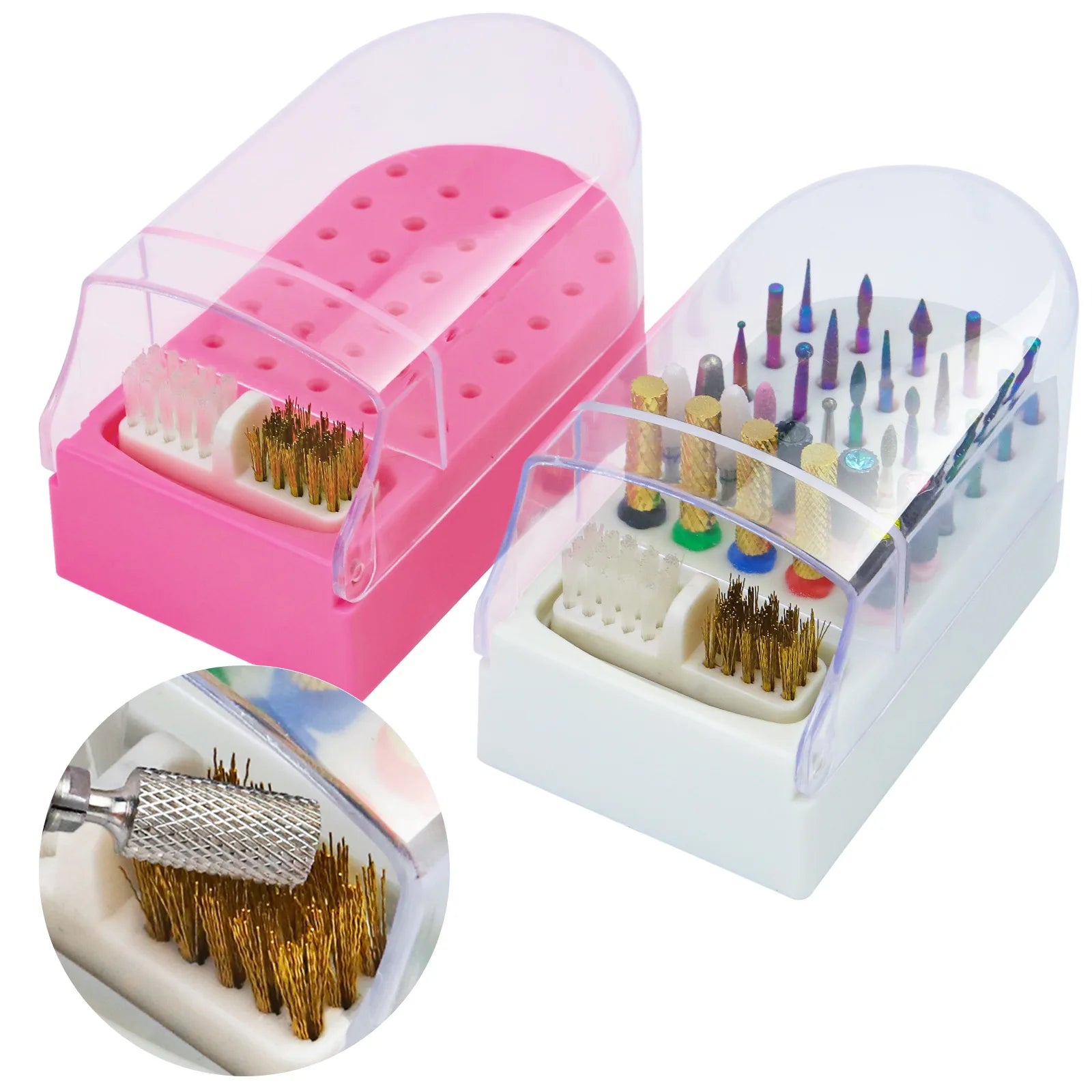 30-Hole Plastic Storage Box for Nail Drill Bits Grinding Head Stand Display Container Manicure Organizer Stands