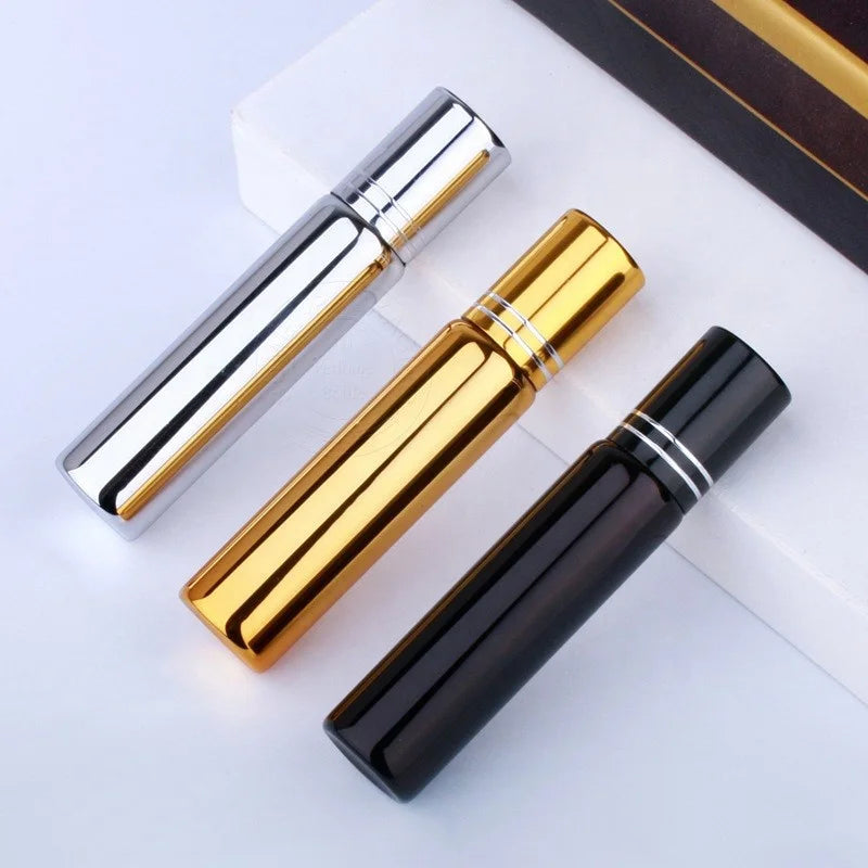 Ready to Ship 10ml Gold Silver Black Pocket Size Empty Perfume Roller Vial Lip Oil Tube Glass Essential Oil Roll on Bottle