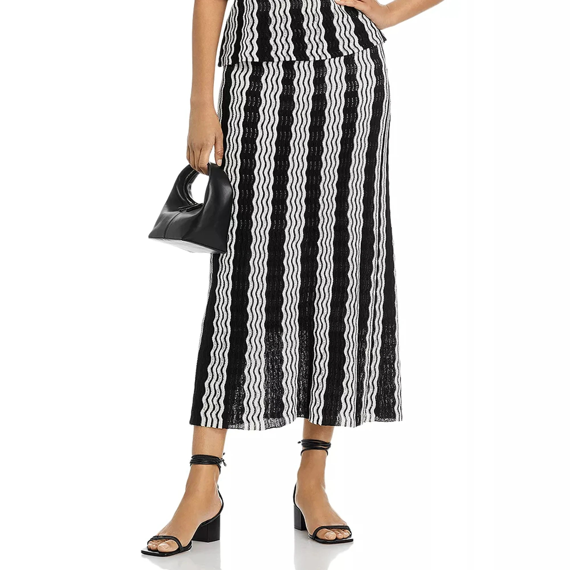 OEM ODM New Factory Custom Design Wholesale Hollow Out Color Block Stripe Tight Long Skirts Pencil Women Knitwears