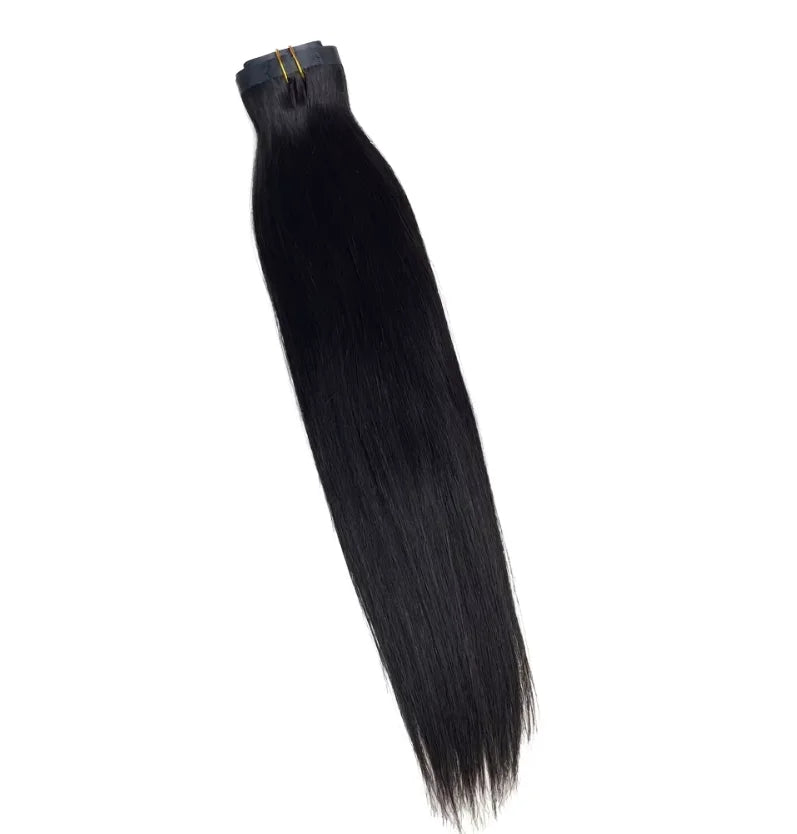 Seamless Clip in Human Hair Extensions 100% Unprocessed Vietnamese Straight Clip Ins Invisible PU Weft Natural Black Color 120g