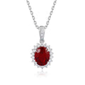 Glamorous Luster Jewellery Platinum  PT950 Lab-Created Oval Cut Diamond & Ruby Pendant (Chain Not Included)for Women