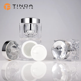 Cosmetic Containers Cream Jar Double Wall Silver Square Recyclable Plastic Acrylic Luxury Packaging 50g Skin Care Lotion