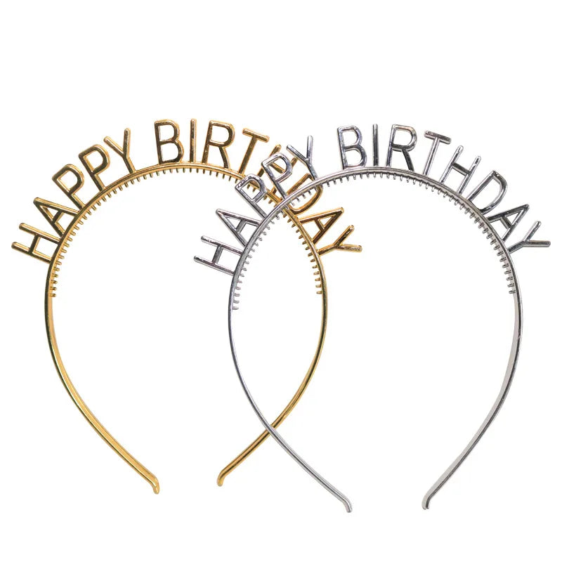 Happy Birthday Gold Plastic Hair Clips Kids Birthday Hats Crown Hair Ornaments Letter Party Decoration for Holidays Candies