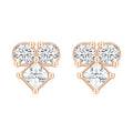 OL0957 Abiding Shield Tarnish Free Gold Plated Round VVS1 DEF Color Moissanite Diamond Sterling Silver Stud Earrings