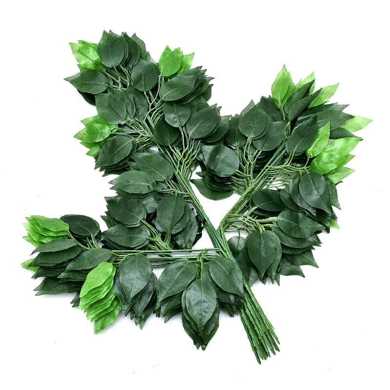 Cheap Price Artificial Branches Banyan Leaves Red Maple Leavesengineering Green Plant Decoration