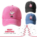 New Custom Print 6 Panel Washed Vintage Heavy Distressed Dad Hats Washed Cotton Santa Clause Christmas Baseball Cap for Xmas Hat