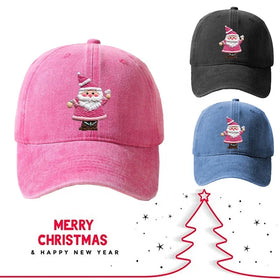 New Custom Print 6 Panel Washed Vintage Heavy Distressed Dad Hats Washed Cotton Santa Clause Christmas Baseball Cap for Xmas Hat