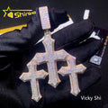 Shining Moissanite Hip Hop Pendant Full Diamond 925 Sterling Silver Moissanite Three Cross Style Pendant Necklace