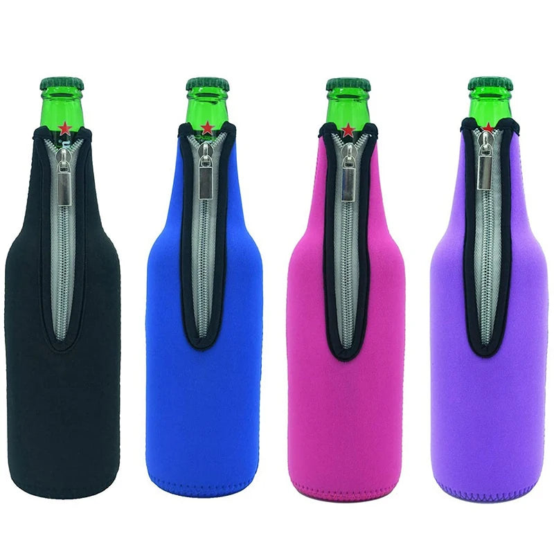 Custom Neoprene Insulated Thermal Beer Can Cooler Sleeve Zipper Eco-friendly Waterproof Promotional Customizable Color Logo