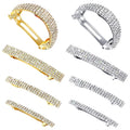 Handmade Silver Hair Clip with Bling Crystal Rhinestone Barrette Women's Hair Accessories