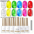 New 6-color Fluorescent Ice Transparent Nail Gel Polish Set Glass Cat Eye Rainbow Crystal Ice Jelly 7ml Nail Gel Polish