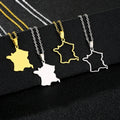 Manufacturer Enameled France Map Chain Necklaces Stainless Steel 18K Gold Plated Enamel French Flag Map Pendant Necklace