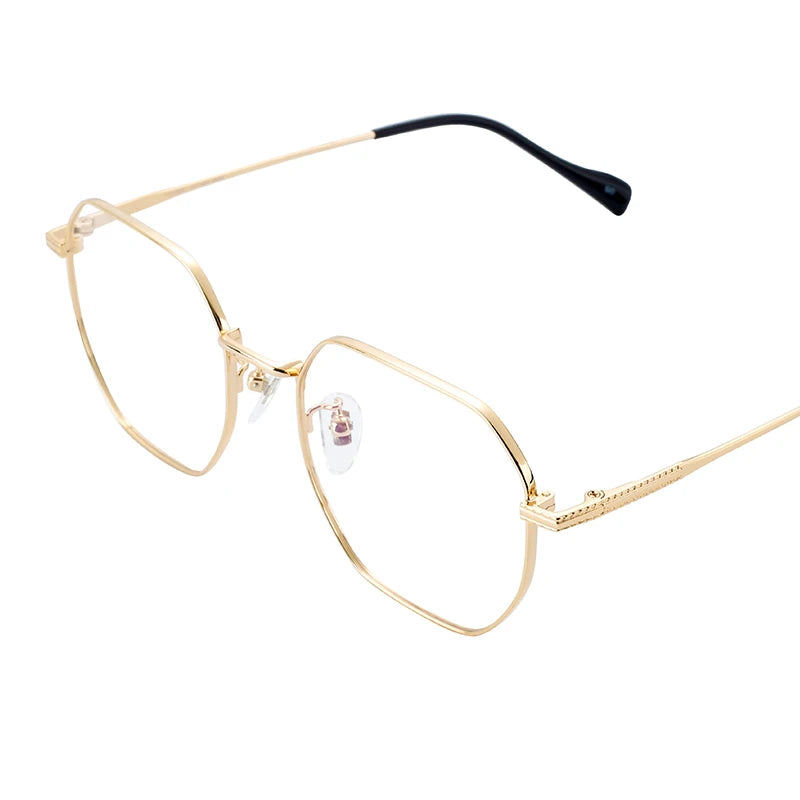 Classic Ladies Fashion Gold Alloy Prescription Progressive Double Front Silver Titanium Glasses Frames Elegant Eye Wear for