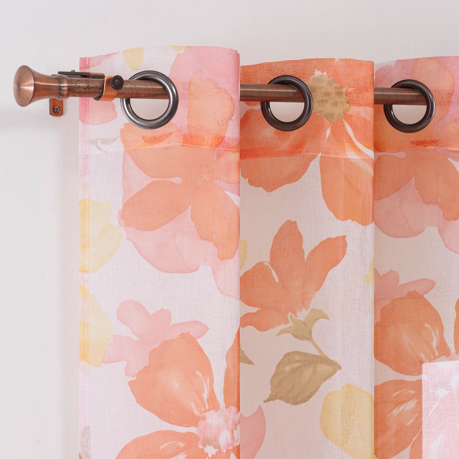Custom Floral Pattern Home Window Decor Printed Sheer Curtains Tulle Drapes Breathable Flame Retardant Living Room Bedroom