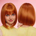 Orange Yellow Straight Synthetic Bob Wigs for Women Daily Party Cosplay Lolita Heat Resistant Fiber Hair