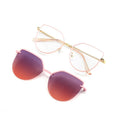 New Arrival Fashion Anti Blue Light Metal CATEYE Frame Mirror Uv400 Polarized Clip on Sunglasses for Women