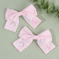 CN 2Pcs Lovely Fabric Barrette Hair Bow with Embroidered Rainbow Hairpins for Girls Pastel Bow Hair Clip Kid