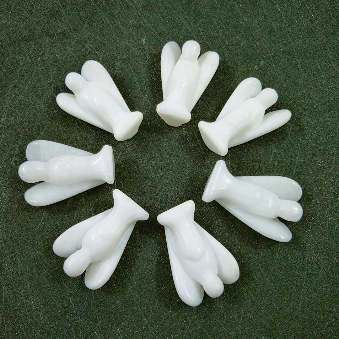 Huiying Rarely White Jade Angel Pocket Carving for Home Decoration Crafts