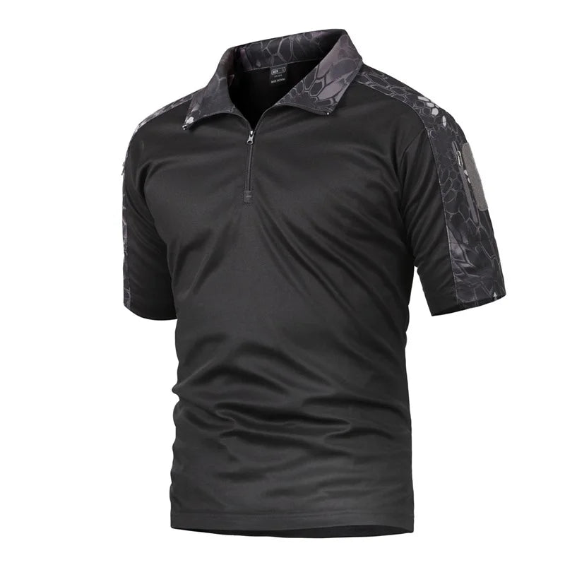 Wholesale T-shirt Outdoor Sports Tactical  Men's Polo Shirt Short Sleeve Summer Camo Quick Dry T Shirt