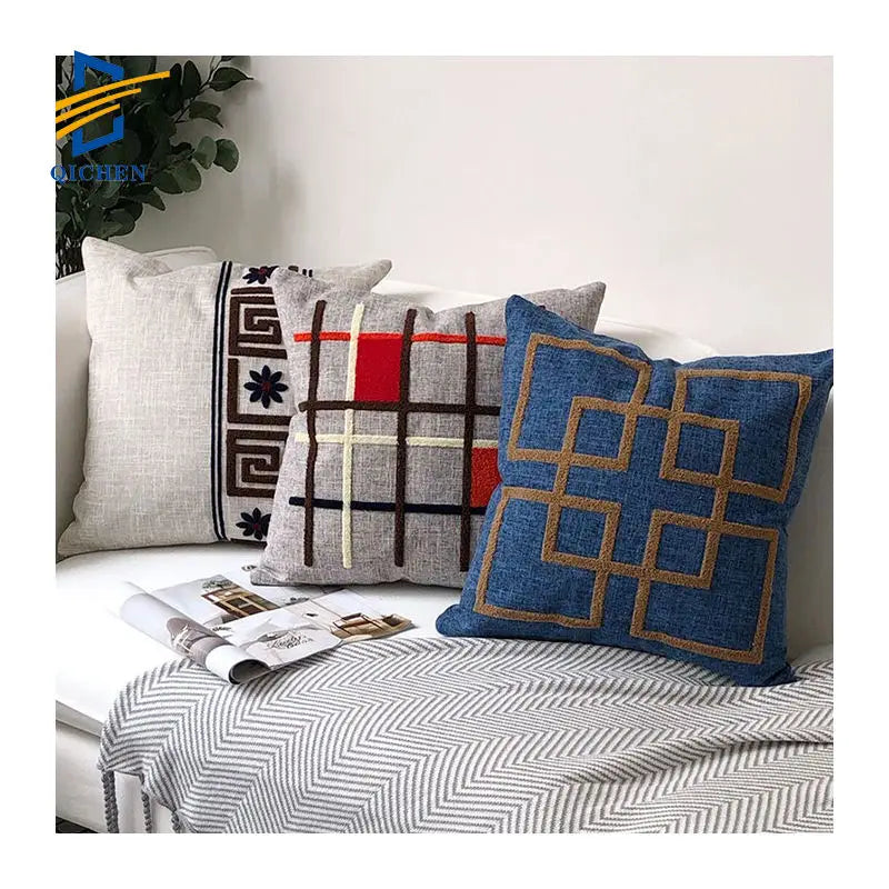 Innermor Embroidered Geometric Cushion Cover Home Decor Luxury Cotton Throw Pillow Case Decorations for Home