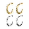 18K Gold Filled Stainless Steel Beads Hoop Earrings Women Earrings Gold Open Hoop C-Shape Delicate Handmade