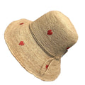 Sun Hats Women Red Hearts Embroidery Wide Brim Raffia Straw Summer Beach Hat Foldable Packable Hats for Women Travel Outdoor