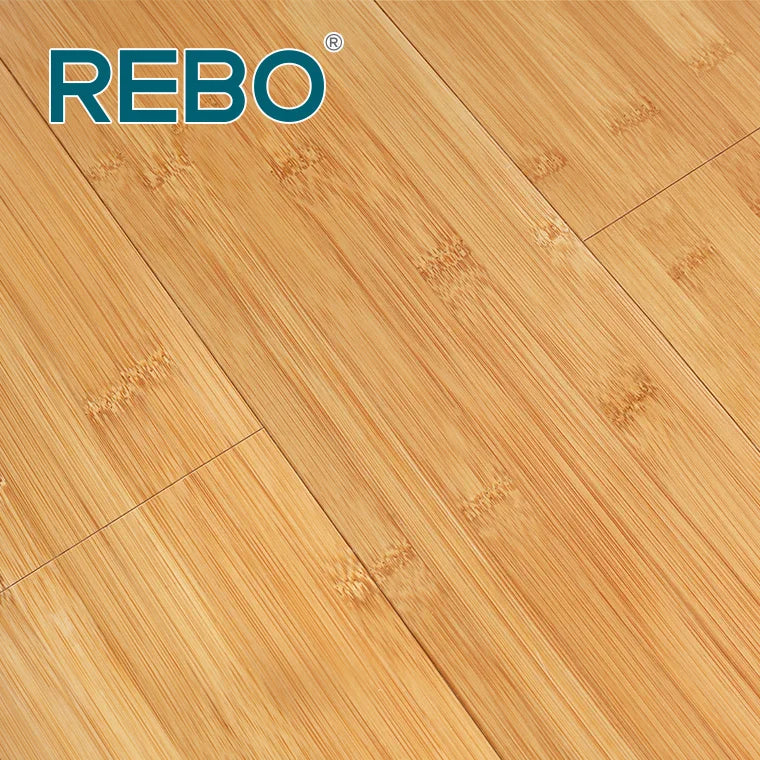 REBO Solid Horizontal Structure Carbonized Bamboo Flooring Eco-Friendly Waterproof Narrow Plank Modern Design 5-Year Warranty