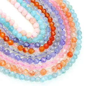 2mm 3mm 4mm Wholesale Cheap Small Faceted Stone Beads Strands Cut Gemstone Bead Strand for Diy Jewelry Making 38CM 15INCH