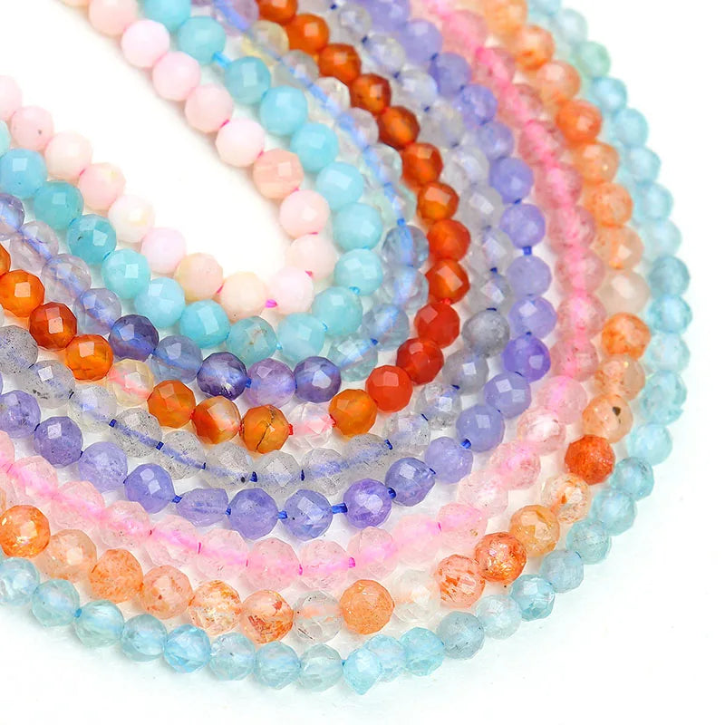 2mm 3mm 4mm Wholesale Cheap Small Faceted Stone Beads Strands Cut Gemstone Bead Strand for Diy Jewelry Making 38CM 15INCH