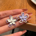 Blumenkette Flower Earrings Women 925 Silver Needle Trendy Pendientes Purple Flower Pearl Earrings