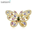 LUOTEEMI Rainbow Colorful CZ Stone  Zircon Butterfly Jewelry Fashion Brooch Women Brooches Pin