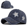 Wholesale Cotton Washed Ponytail Star European American Type Curved Hat Outdoor Sports Cap