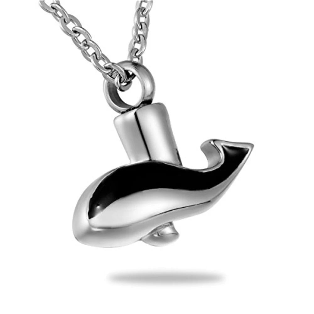 Memorial Whale Urn Necklace Pendant Ash Cremation Jewelry Pet Ashes Whale Stainless Steel Cute Keepsake Cremation Urn for Ashes