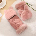 Cute Rabbit Outdoor Ladies Soft Half Full Finger Winter Warm Fingerless Magic Women Gloves