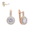 FJ Fallon Fashion Jewelry Halo Earrings Plated in Rose Gold Two Tone Brass Based