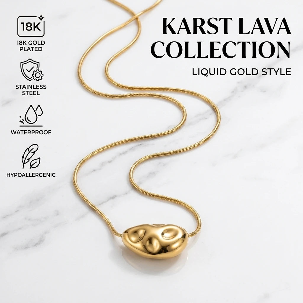 Ganku Wholesale Trendy 18K True Gold Hip Hop Pendant Necklace Cold Wind Geometric Karst Snake Bone Stainless Steel Plated Chain