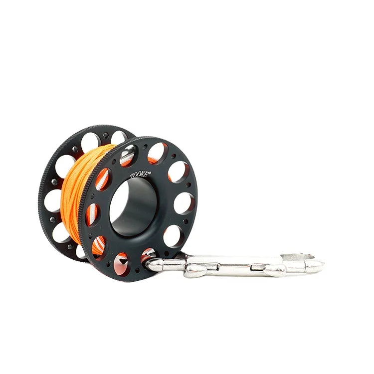 Underwater Gear Equipment Aluminium Alloy 30M Scuba Reel Diving Finger Spool with Stainless Steel Bolt Snap Hook