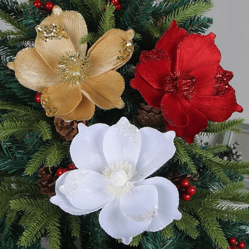 Artificial Gold Powder Christmas Tree Flowers Decoration Accessories Supplies Flowers
