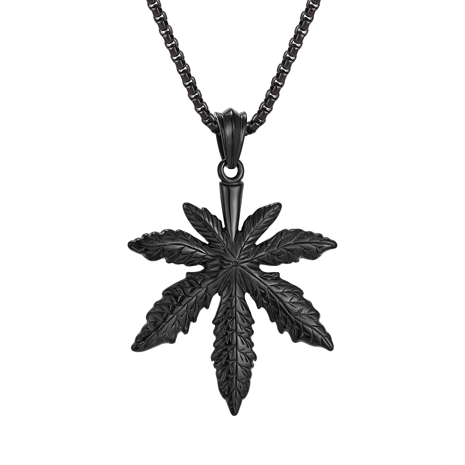 Trendy Man Pendant Jewelry Waterproof Personality Maple Leaf Pendant Stainless Steel Man Necklace