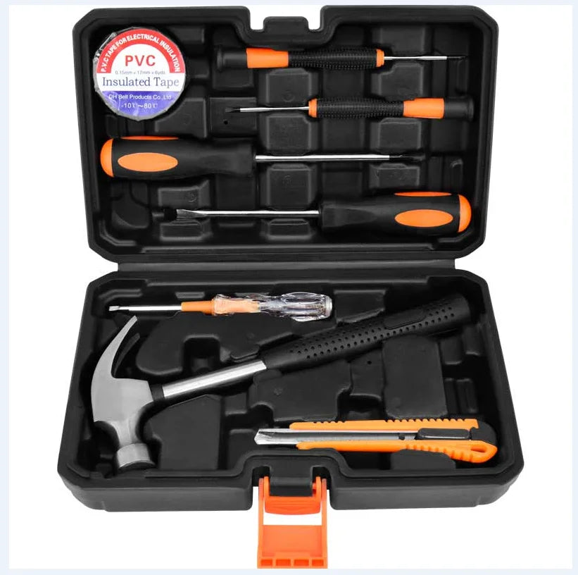 SOLUDE Plastic Toolbox Storage case Screwdriver Plier Hammer 8 PCS  Hand Tools Set for Household