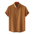 Liu Ming Fashion Wholesale Summer Men Clothing Casual Solid Color Cotton Linen Short Sleeve Shirts Tops