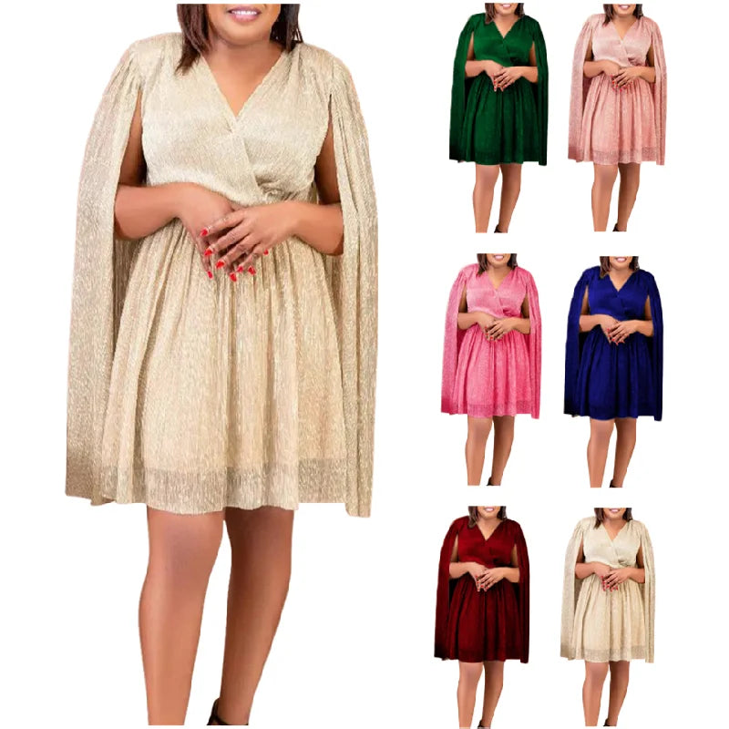 D3305 Luxury Gowns for Women Evening Dresses Elegant V-neck Long Cape Sleeve Party Dresses Women Prom Dress 2024