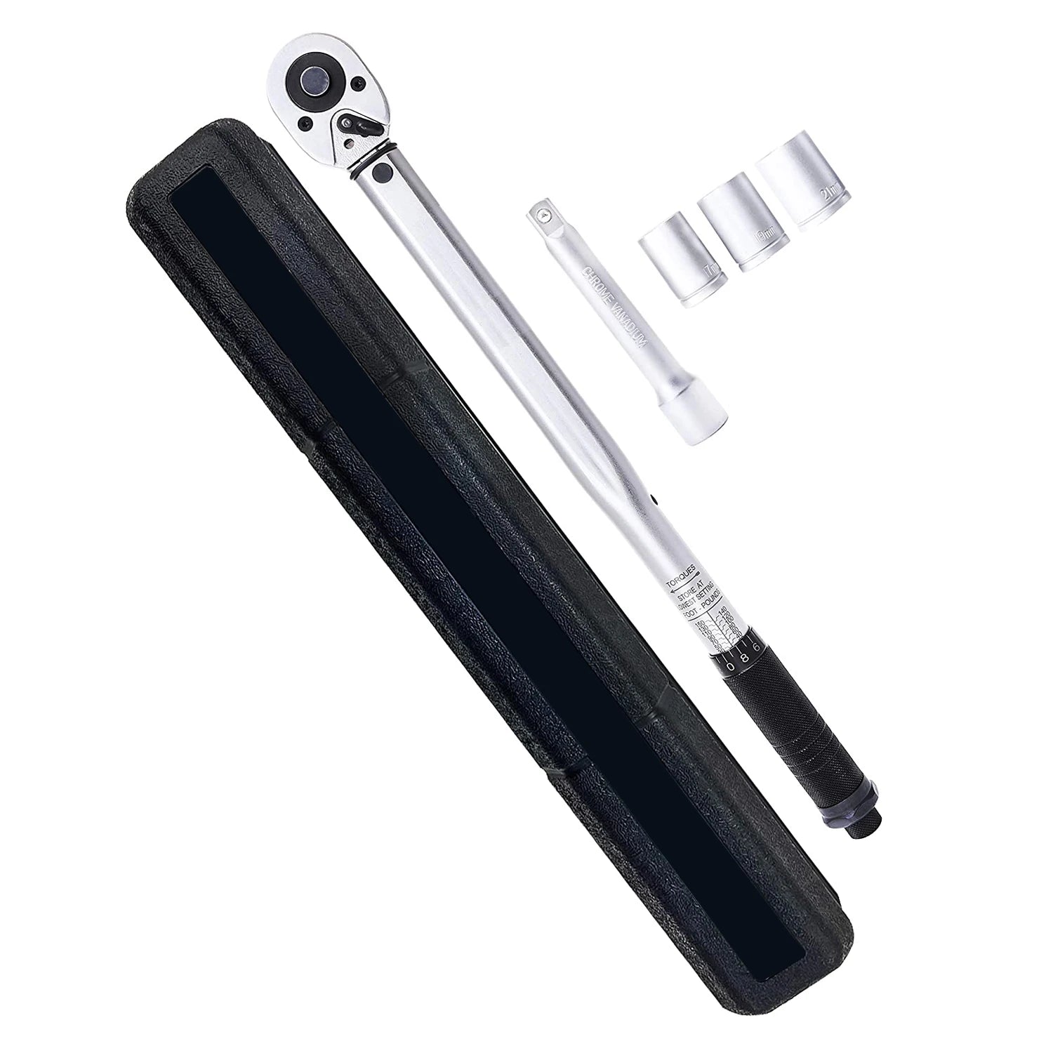 YUHANG 1/2 Inch Carbon Steel Drive Click-Style Lug Tire Torque Wrench 10-150 Ft/Lb DIY OEM Customizable