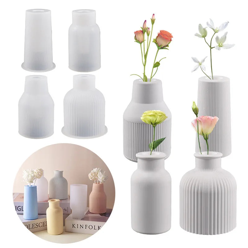 DIY 3D Vase  Flower Pot Plaster Glue Silicone Mold Making Gypsum Silicone Mold Decoration Moldes De Silicona Para Concreto