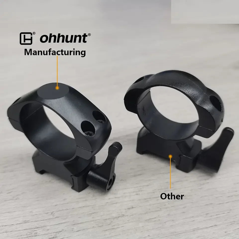 Ohhunt Durable Steel Optic Mount 30mm /1.18'' Diameter Quick Detach Hunting Scope Rings