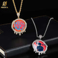 Hip Hop Water Drop Round Gold Plated Pendant  Necklace Men Custom Photo Necklace Jewelry