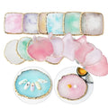 Natural Resin Agate Stone Nail Art Palette False Nail Tips Mixing Color Drawing Pallet Gel Polish Display Shelf Manicure Tools