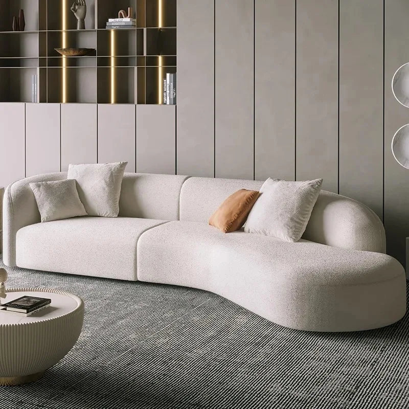 Sleek Design Plush Comfort Sofa Set Furniture Modern Minimalist White Italian Luxury Sectional Couch Fabric Living Room Sofas