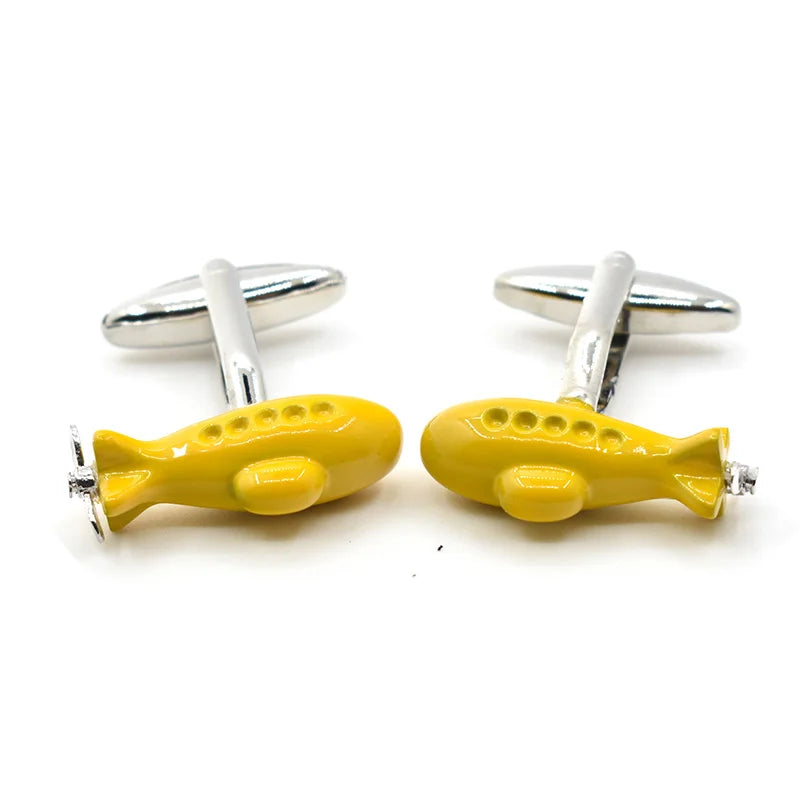 Wholesale 3D Submarine Shape Novelty Cufflinks Custom Mens Suit Shirt Fashion Accessory Wedding Tuxedo Trendy Jewelry Gift Set