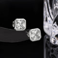 Hip Hop Classic 925 Sterling Silver 6mm Square Vvs Moissanite Rhodium Plated Unisex Earrings Jewelry